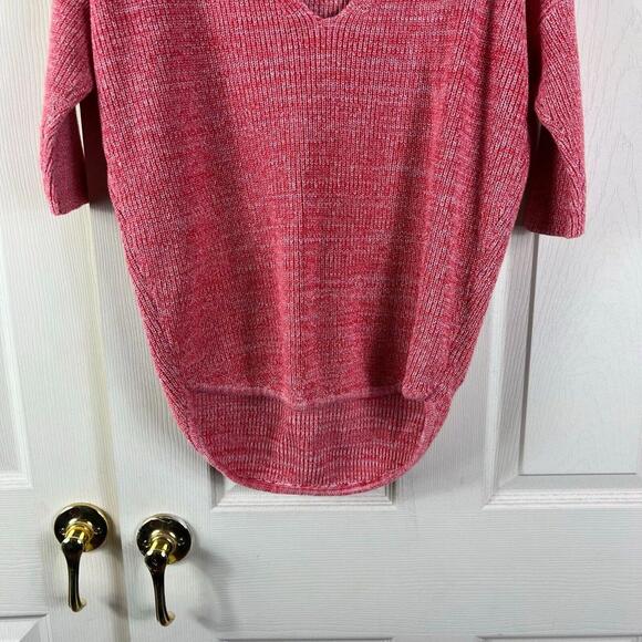 Express Knit Sweater Womans XS Red Solid Short Sleeve Spring Sweater Cotton - Picture 5 of 7